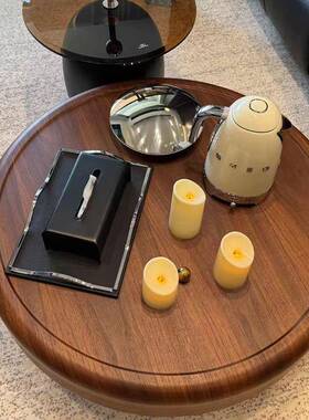中古风几茶51648感客厅家用现代简约小户型高级实木圆形法创式奶