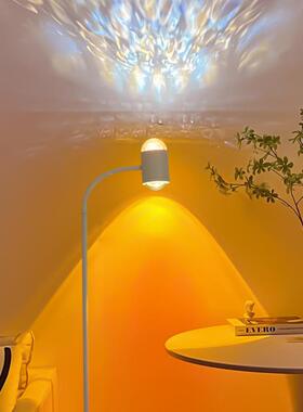 水直波氛围红灯日落灯网客厅卧室情调落地灯播间背景夕88660纹阳