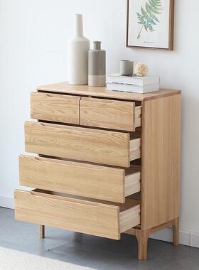 日式木抽屉五斗橱代简约餐边柜小现60597户型客厅物家用橡卧室储