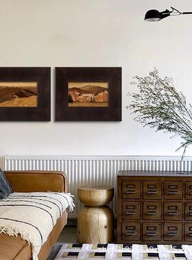 中风挂背有靠山美式复古风景客AXC0025厅装画高级感玄关古书房餐