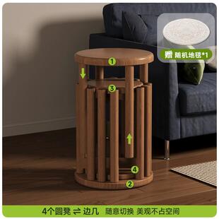实木凳子备家用可叠堆放叠叠带滑轮收纳叠RNZ凳客人用凳新乐中式