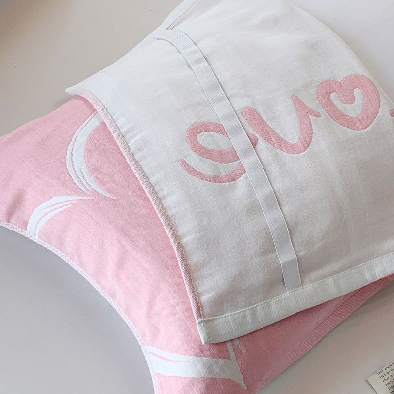2025新c款高档枕巾纯棉一对装纱布枕头巾可固定有绑带款防滑不脱