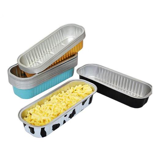 金一次性铝箔OQL餐盒芝士紫薯司烤榴寿莲盒色方形烧烤蛋糕长打包