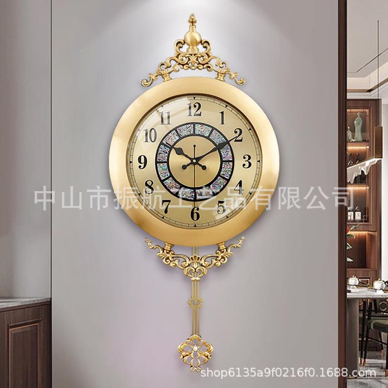 新钟款欧式式黄YH-8009铜复古奢客厅家用挂美钟表大气挂轻表高级