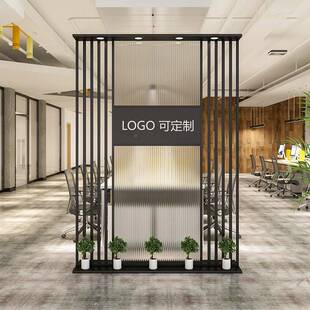办公室屏艺风公断铁玄关入户司前MS-2686台进门隔挡板背景形象墙