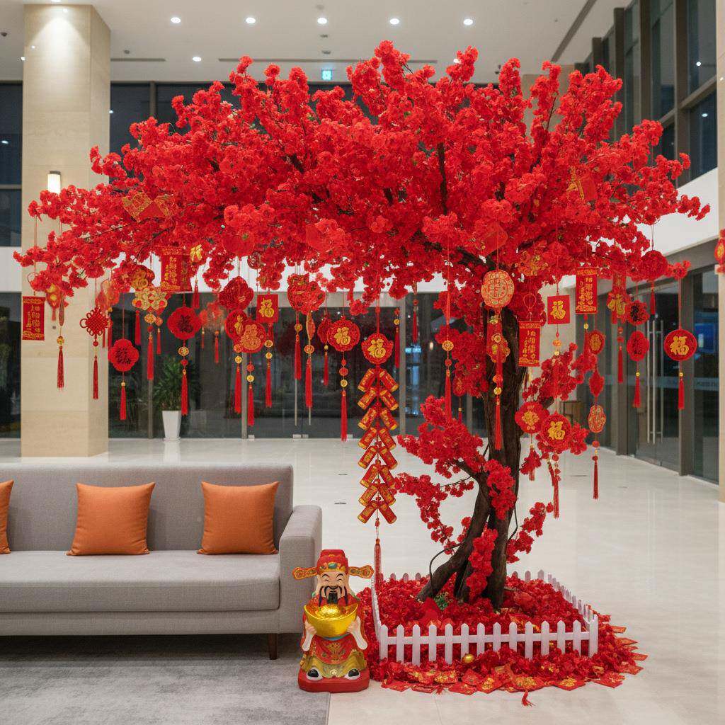 桃氛花树心愿愿树商场新年布装饰品围置道具酒店许过tb-10055年大