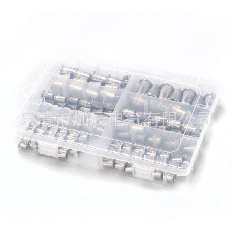 20锈钢铆螺母180PCS平头竖钢铆螺母圆柱拉空心帽螺母纹铆螺不母