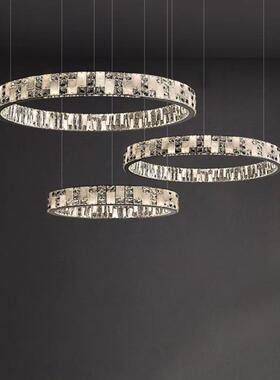 现E代奢水晶云石客厅餐厅吊灯50099轻简约大气LD主灯卧别墅室灯具