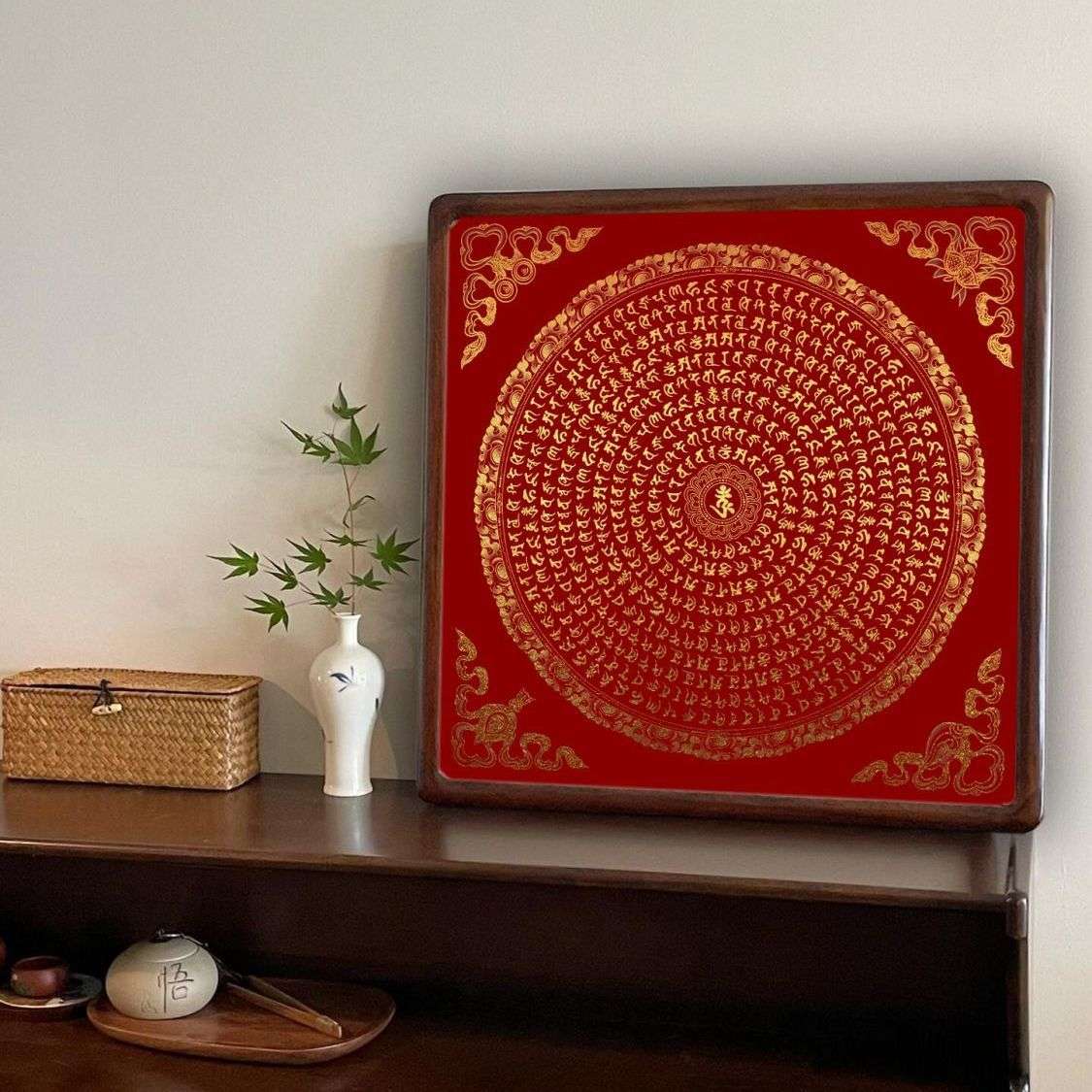 楞严咒唐卡手绘diy中国非遗手工涂色填色画成人解压数字油画