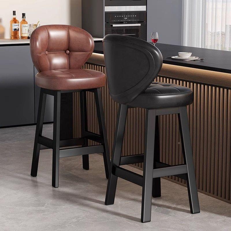 吧台椅子轻高级感吧凳铁艺高脚银凳子家用靠背奢349椅前台收椅酒