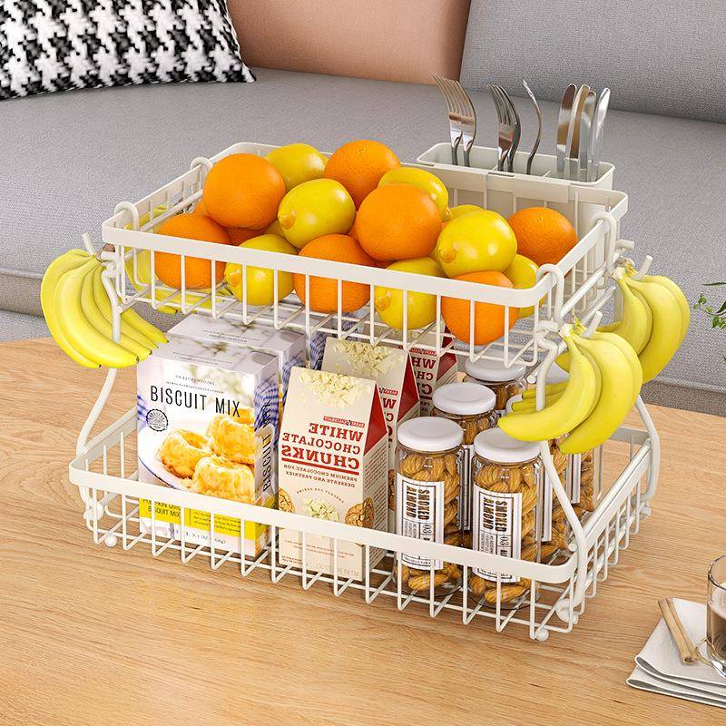 客厅桌双层零水果篮食水面果收纳铁篮浴室层收纳筐家用艺多可拆卸