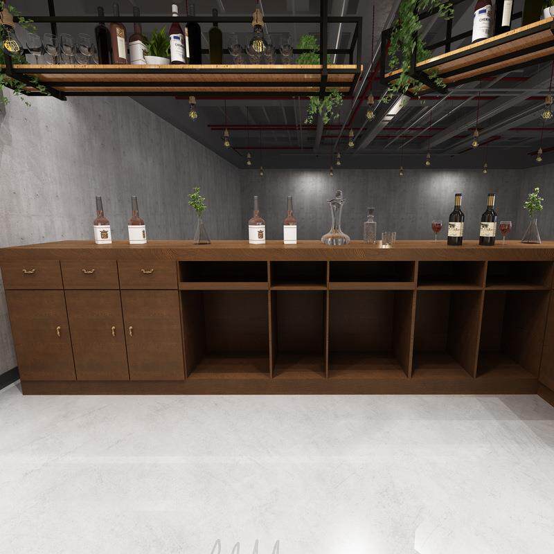 式实木转角欧吧台桌啡前台收280咖银台复古收银台柜台酒吧店酒前