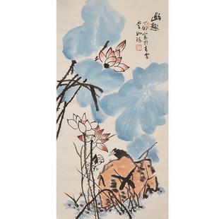 名家如纯琢手绘装饰厅画国VFY画荷花画客崔画房间画壁画山水画中