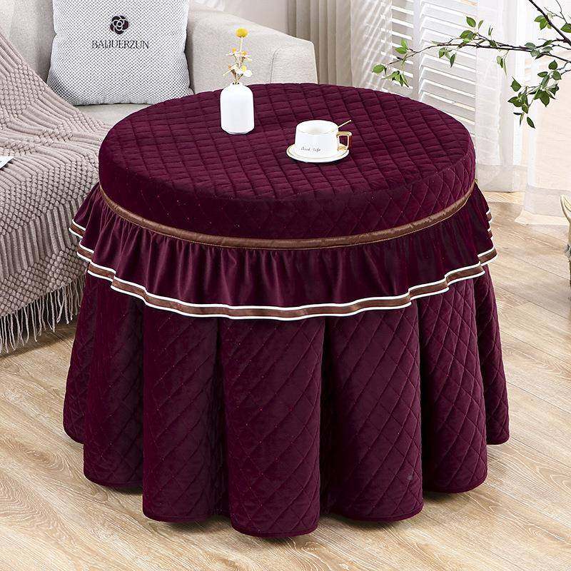 新款圆烤火桌形子罩桌桌布家用加绒加厚套电暖炉茶几桌子073罩圆