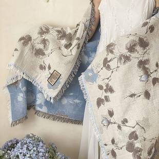 国风新中式全棉毯纱布盖毯四民俗披肩层流MAF夏季苏纯棉空调毯浴