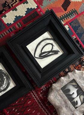 中古复古装画主饰级卧IZH室奢梳妆台斗柜高感抽象挂画轻风样板间