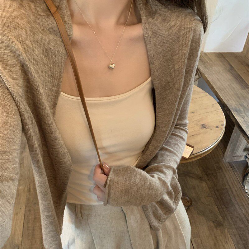 燕麦色冰丝针织防晒开 衫女夏季慵懒风薄款罩衫外搭空调衫长袖外