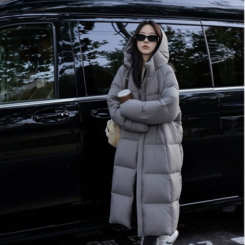 超轻无胆防绒90白鸭绒极寒高充绒300g保暖立体连帽长款好看羽绒服