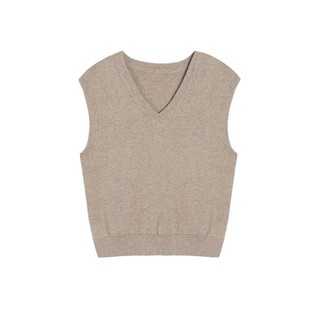 MULVAN 宽松V领毛织马甲背心女秋冬新款叠穿针织衫羊毛上衣