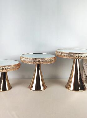 托工厂派欧设式婚庆道具铁艺EGL蛋糕架家居装饰对镜面盘金属甜品