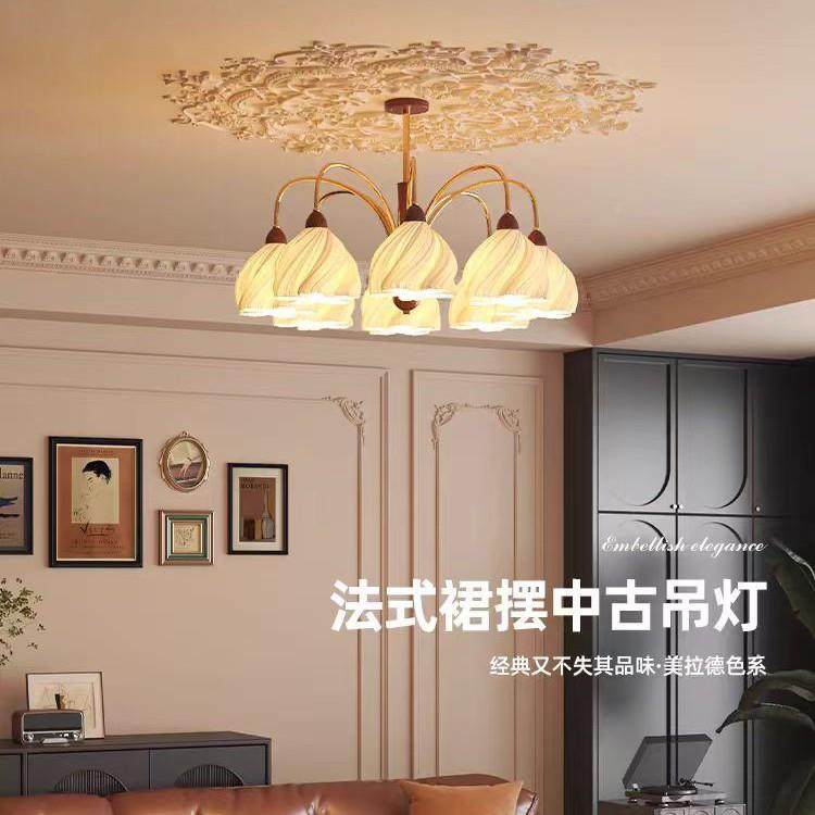 胡裙摆法885式复古桃木油吊灯灯客厅奶大厅主灯护眼高级感中古餐,家装灯饰光源,智能吊灯,淘宝优惠券,粉丝福利购,淘宝优惠卷