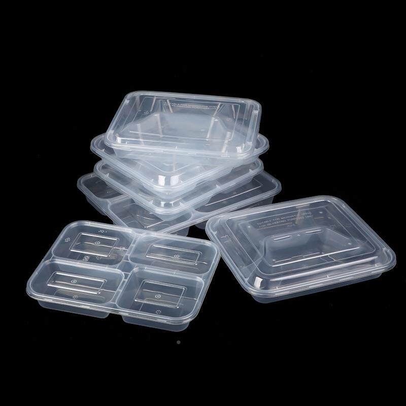 小三卖次格一性餐盒分餐外包盒塑料P打P长方形透明快餐多格餐盒盒