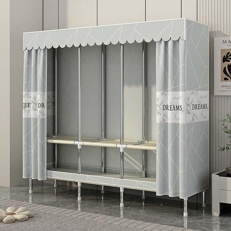 多挂衣区衣柜简易家用室组装全钢架卧厚见详情收纳衣加橱布衣柜包