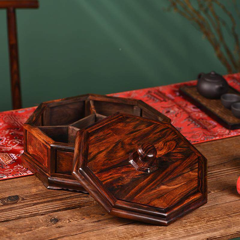 老大红酸枝挝大红酸枝水果盘红木新中式盘果实木干盒糖果盒家用客
