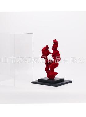 意关新中式现代透652.653.明罩子红色太书湖石创摆件客厅茶几桌玄