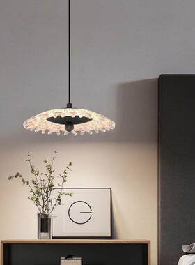 简约头中古意客厅吊灯创39482高级感现代圆形床胡桃木色卧室背景