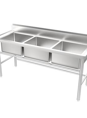 商用不三14355槽水池学校工厂厨房带支架手洗菜钢2锈01不洗锈钢水