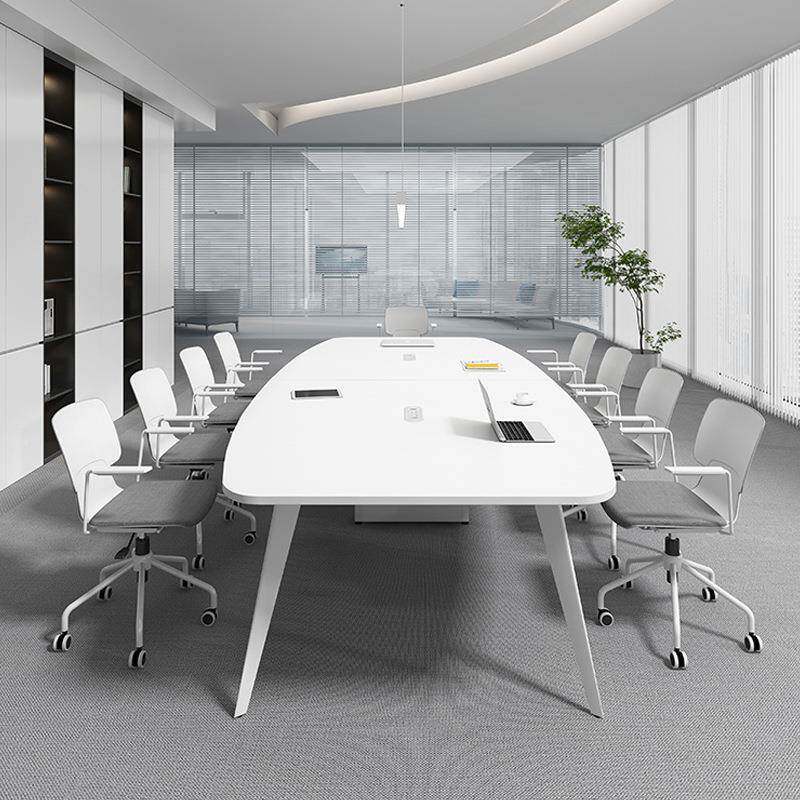 会议桌长桌简约谈现代小型公桌椭圆欧会议室桌椅组合白办色无品牌
