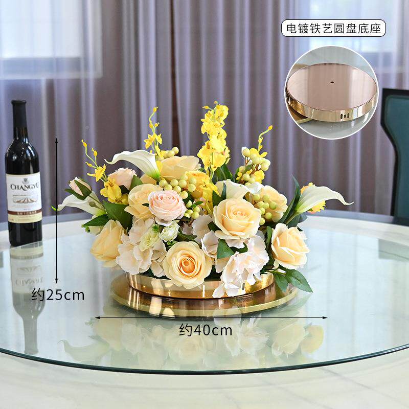 餐店厅圆桌桌花饭餐桌花摆摆花花酒店餐桌转盘中F99JS8HT装间饰花