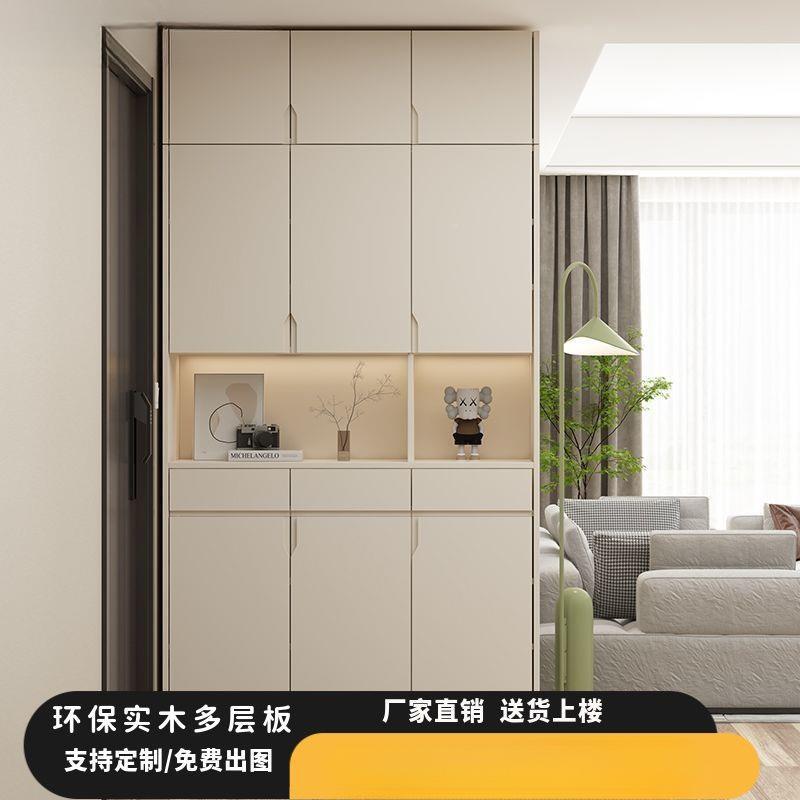 奶油风实门木用鞋柜入户关柜子家隔断门厅柜985大容量一玄体靠墙