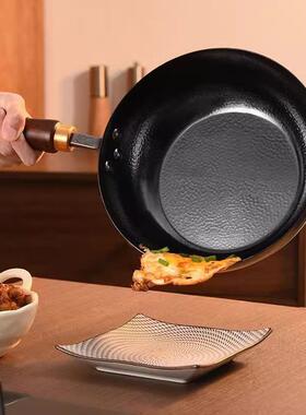 老手打锅炒菜锅家用厨房锤纹FS-CS-00小铁大肚式锅食辅迷你锅无涂