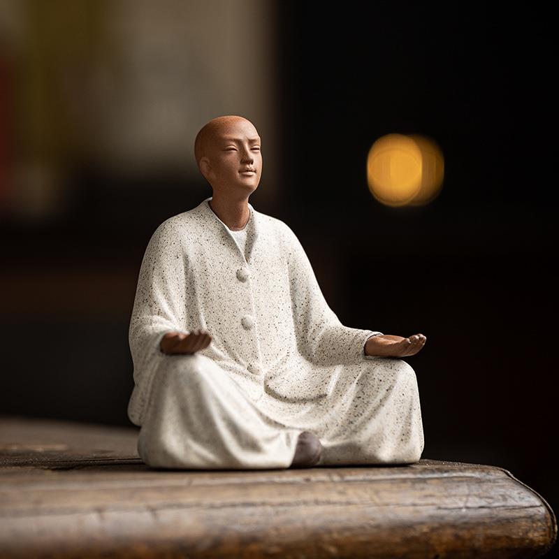 创茶意紫小和尚茶宠件人物砂禅意茶道室茶空VSR间桌面茶台茶摆桌