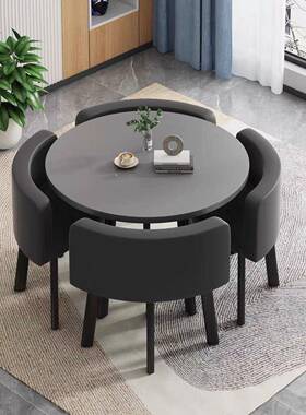 可纳餐桌家用户型公桌寓收饭桌商店HUM铺面洽谈椅组合小会客接待