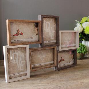 6寸6格组合连体木质框美复古SF067式风挂墙墙装饰品照片像框批相