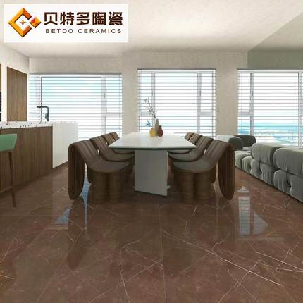 12TD013酒店大瓷砖通体大理棕色堂地砖600x砖1200客厅防滑咖啡色