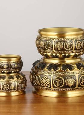 铜宝262店盆黄铜莲花底座有求必应聚宝盆用铺聚办公家室礼品摆件