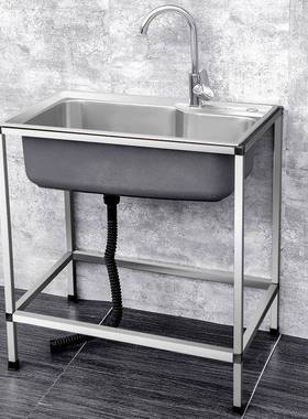 厨房家用不锈钢水单带碗支架洗菜槽盆洗槽大号单76202盆洗槽手池