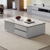 实木落电视柜42099代简约奶油风客厅家用电视地机柜茶几组合岩板