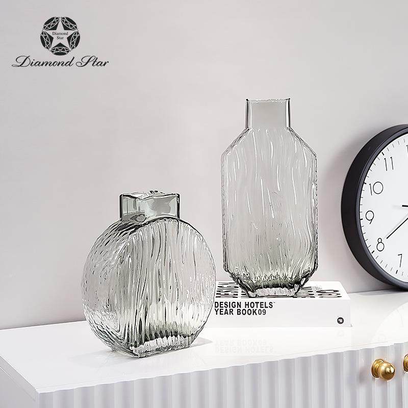 钻石星冰川玻璃花纹创意ins风高级插花瓶器感高颜值MRN摆件花瓶,家居饰品,花瓶,淘宝优惠券,粉丝福利购,淘宝优惠卷