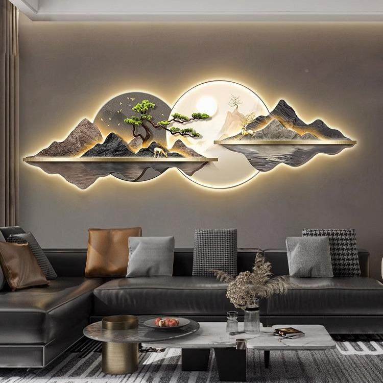 墙轻奢发挂客厅装饰画仛寂风新款山水壁画沙背deng01景画高级感壁,家居饰品,现代装饰画,淘宝优惠券,粉丝福利购,淘宝优惠卷