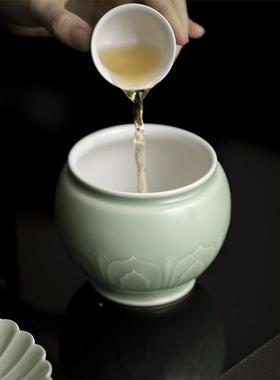 墨豆汝釉收仰莲瓣圆满建水茶道配件干青泡废75202己水缸纳缸陶瓷
