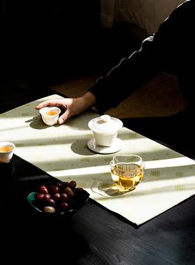 织热锦茶席新中古式禅意复桌旗KJO布缎茶桌隔干泡盘桌布茶垫茶道