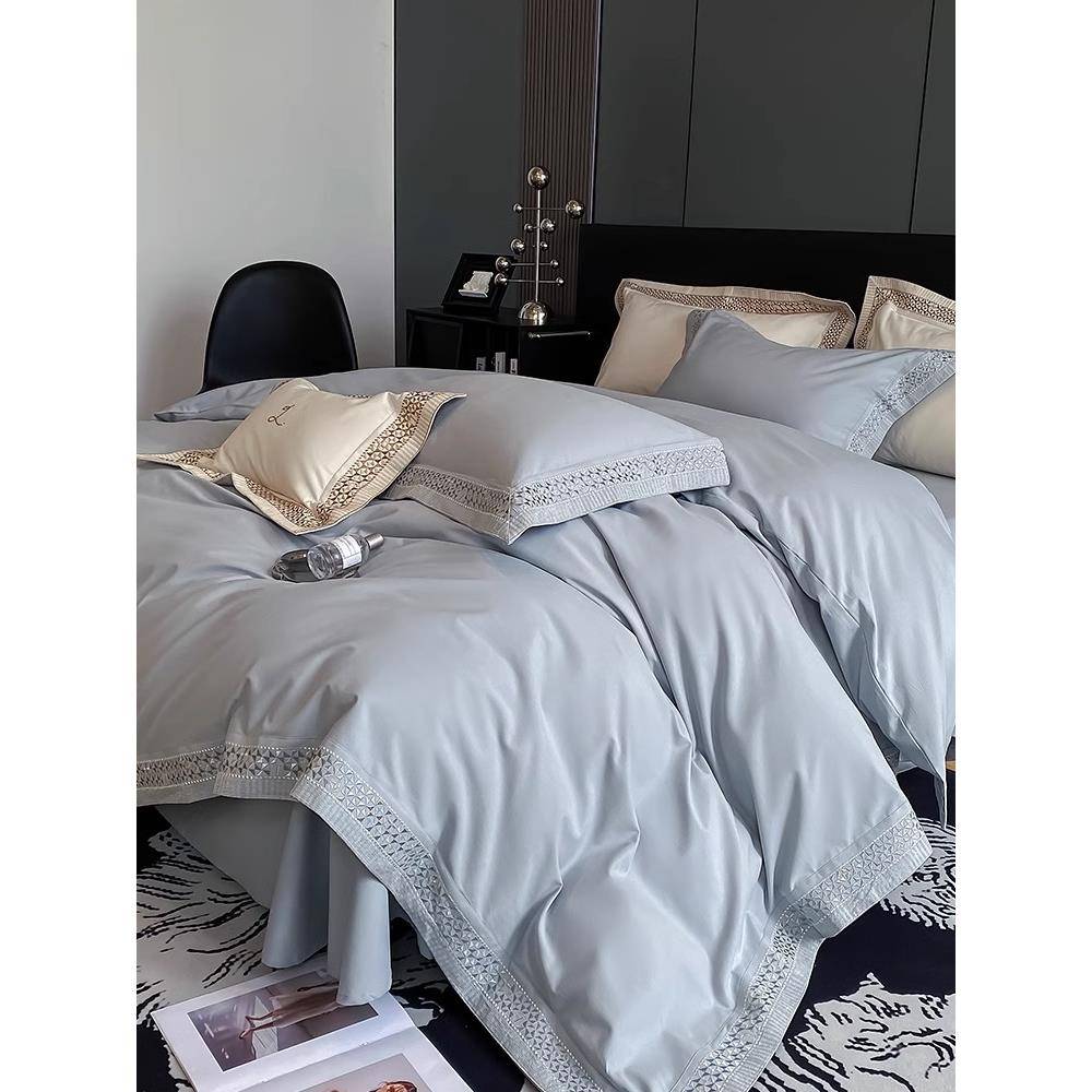 轻奢高端长绒暖YLS-202磨毛四件棉套100全棉纯棉套刺绣被加厚保床