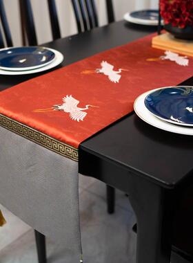 F7657HHMA视6L红色鹤桌中式禅意新中式长条仙茶几茶席轻奢桌旗布