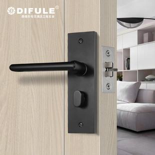 房门锁内门锁卧分室美式室黑色木门把手厕DFL-8809所家用实通用静