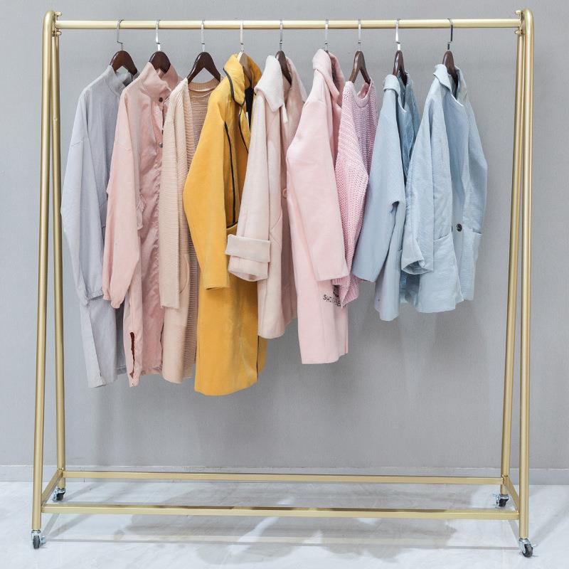 装店展示架架式落地龙门挂衣货架水管可移动服带无品牌/滑轮子挂